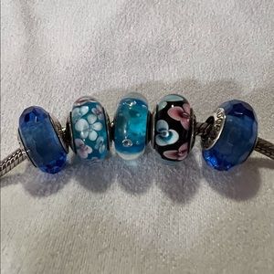 Pandora Glass Beads bundle of 5 blue beads S925 ALE